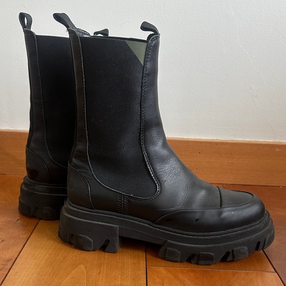 Ganni Chelsea Boots Black Leather 38 - Picture 10 of 12
